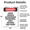 Signmission Portrait Open Trench Authorized Personnel Only Danger Sign, Plastic, 10in W x 14in L, 2PK OS-2PACK-DS-P-1014-V-1909 - alternate 7